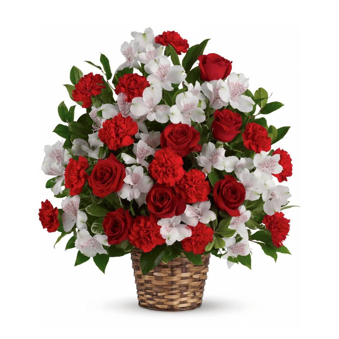 Basket Arrangement (Red, White & Green)