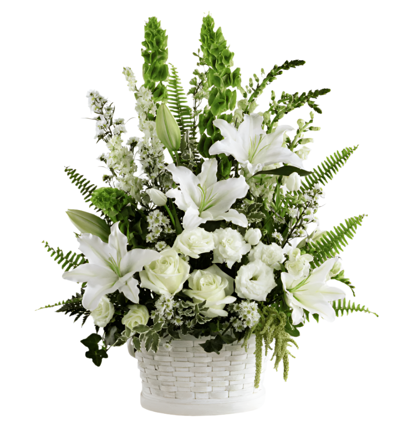 Basket Arrangement (White & Green)