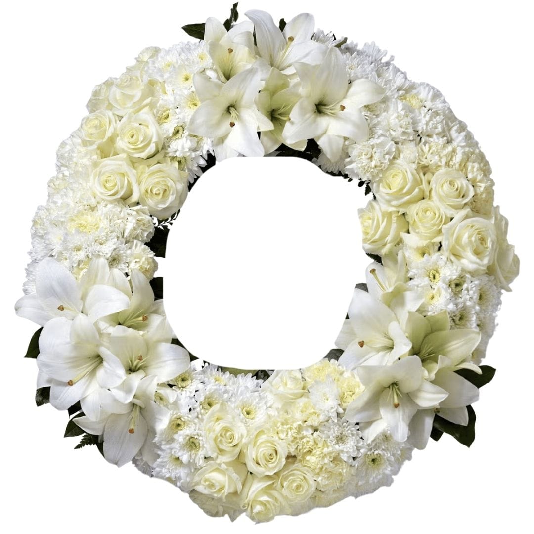 Wreath (White Lilies, Roses and Mums)