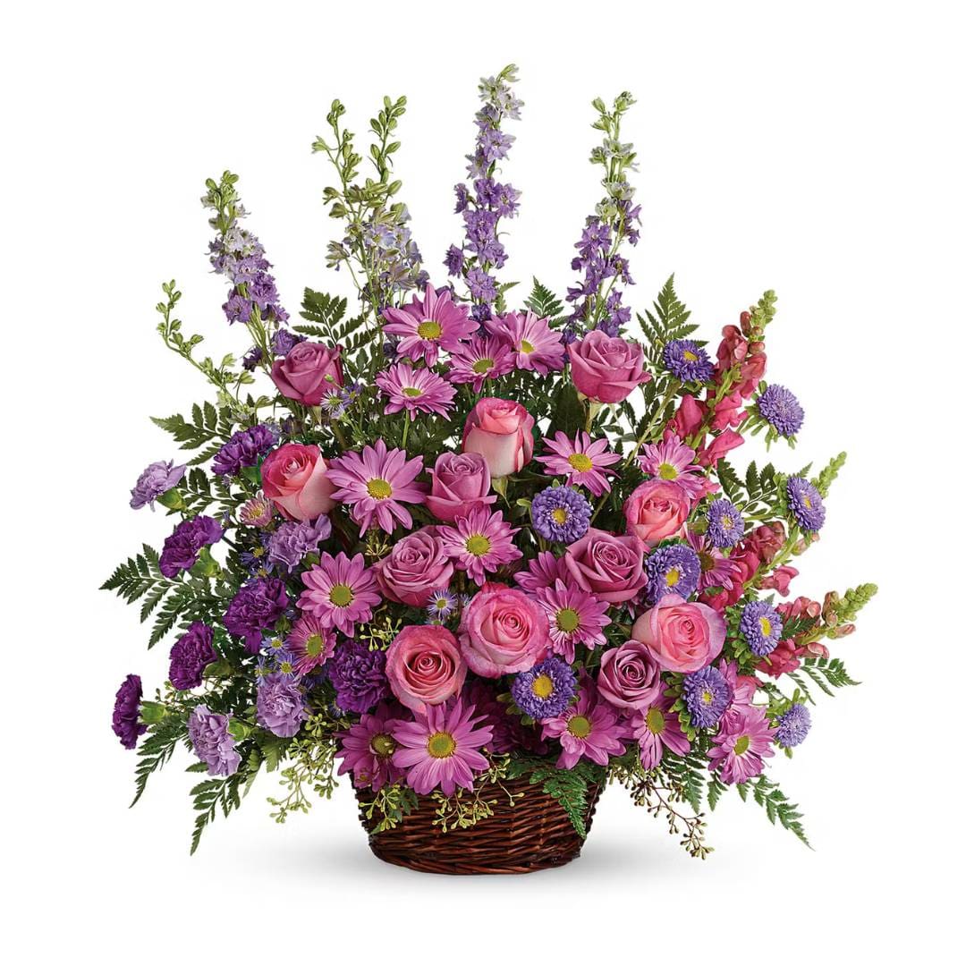 Basket Arrangement (Purple & Pink)
