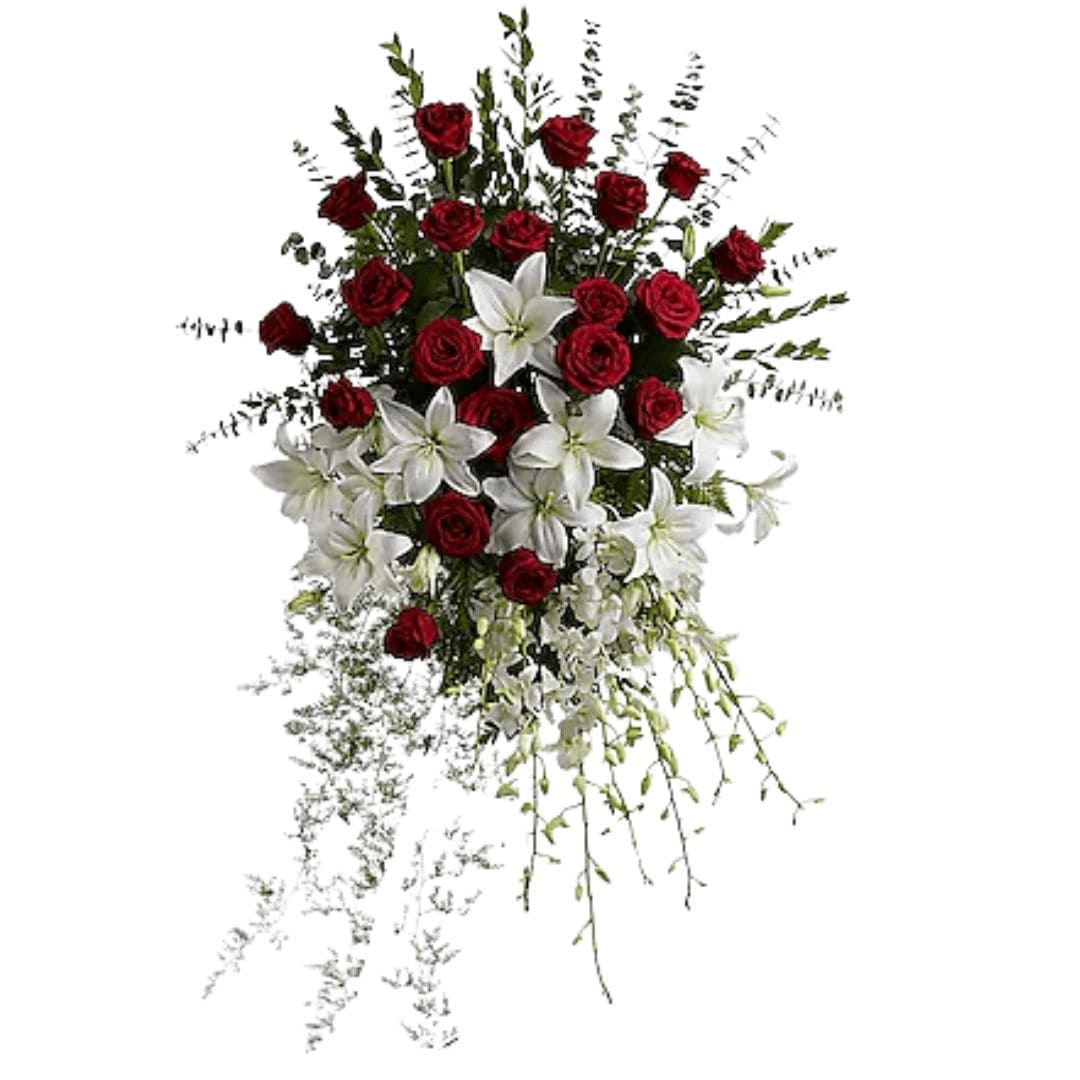 Standing Spray (White Lilies & Red Roses)