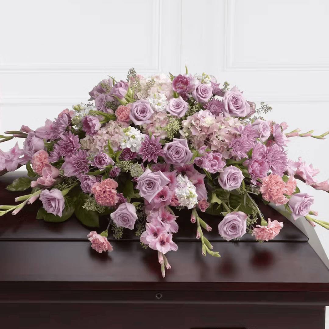 Casket Spray: Roses & Carnations (Lilac & Pink)
