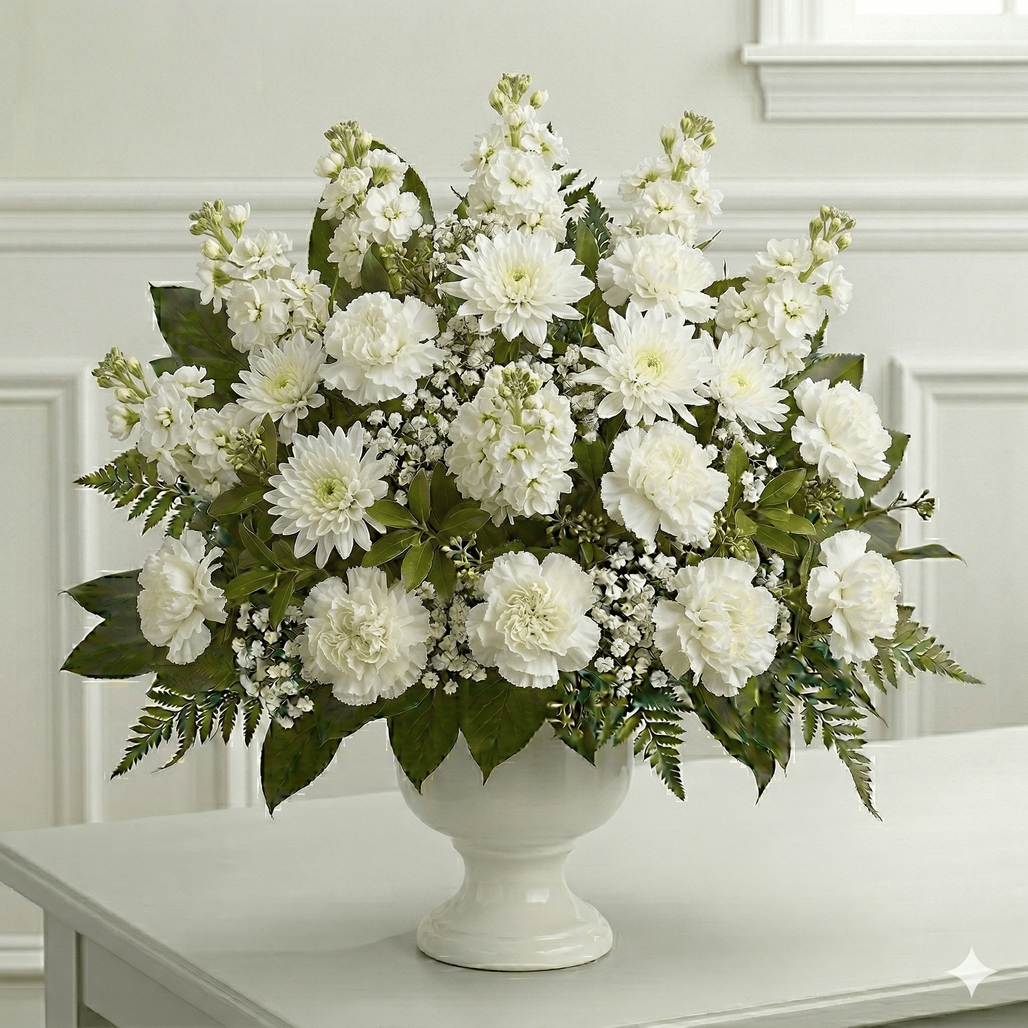 Arrangement (White Carnations & Mums)