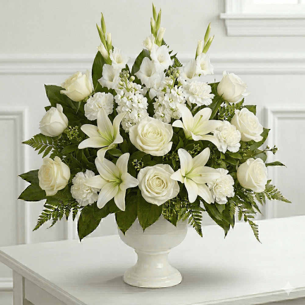 Urn Arrangement (White Mixed Flowers)