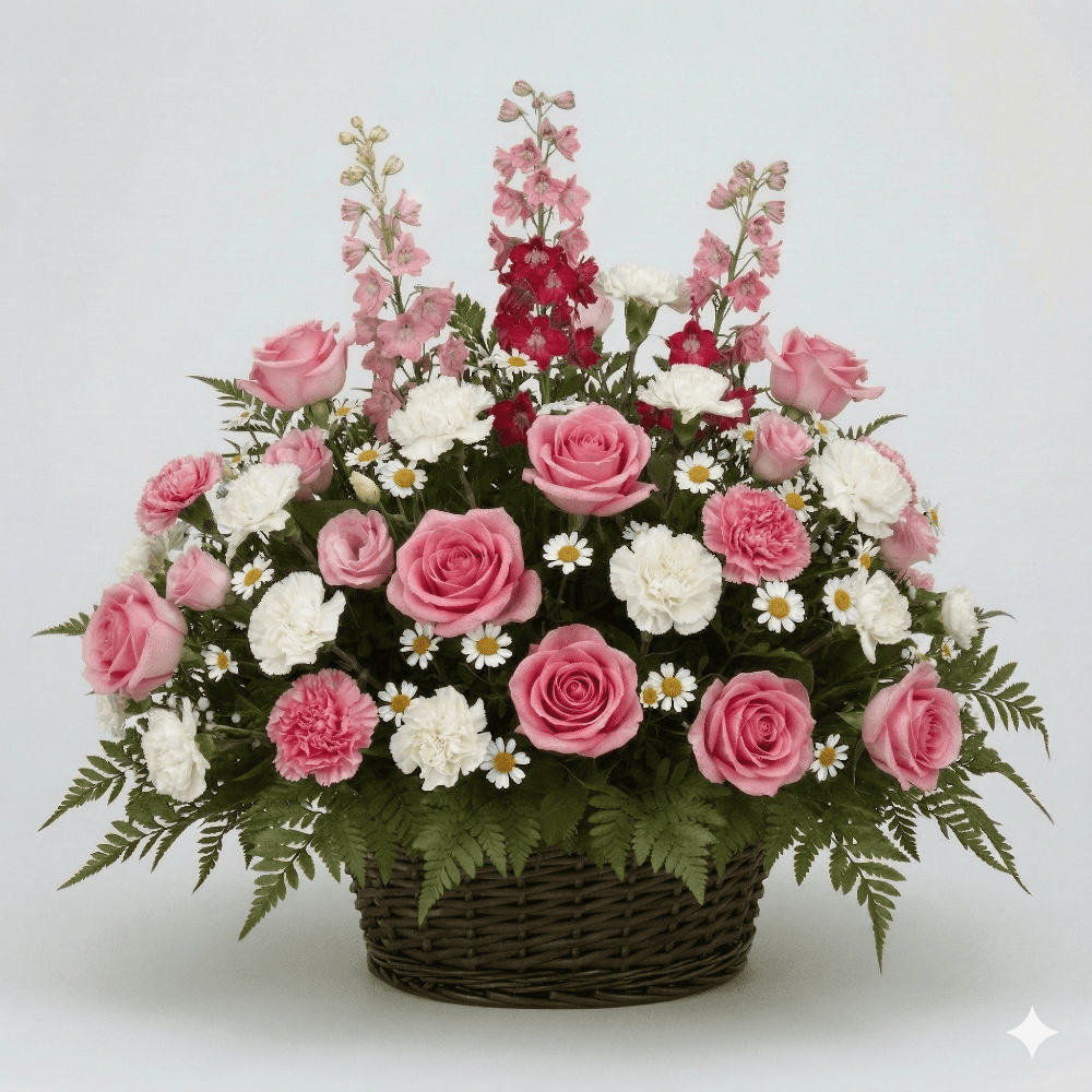 Basket Arrangement (Pink & White)
