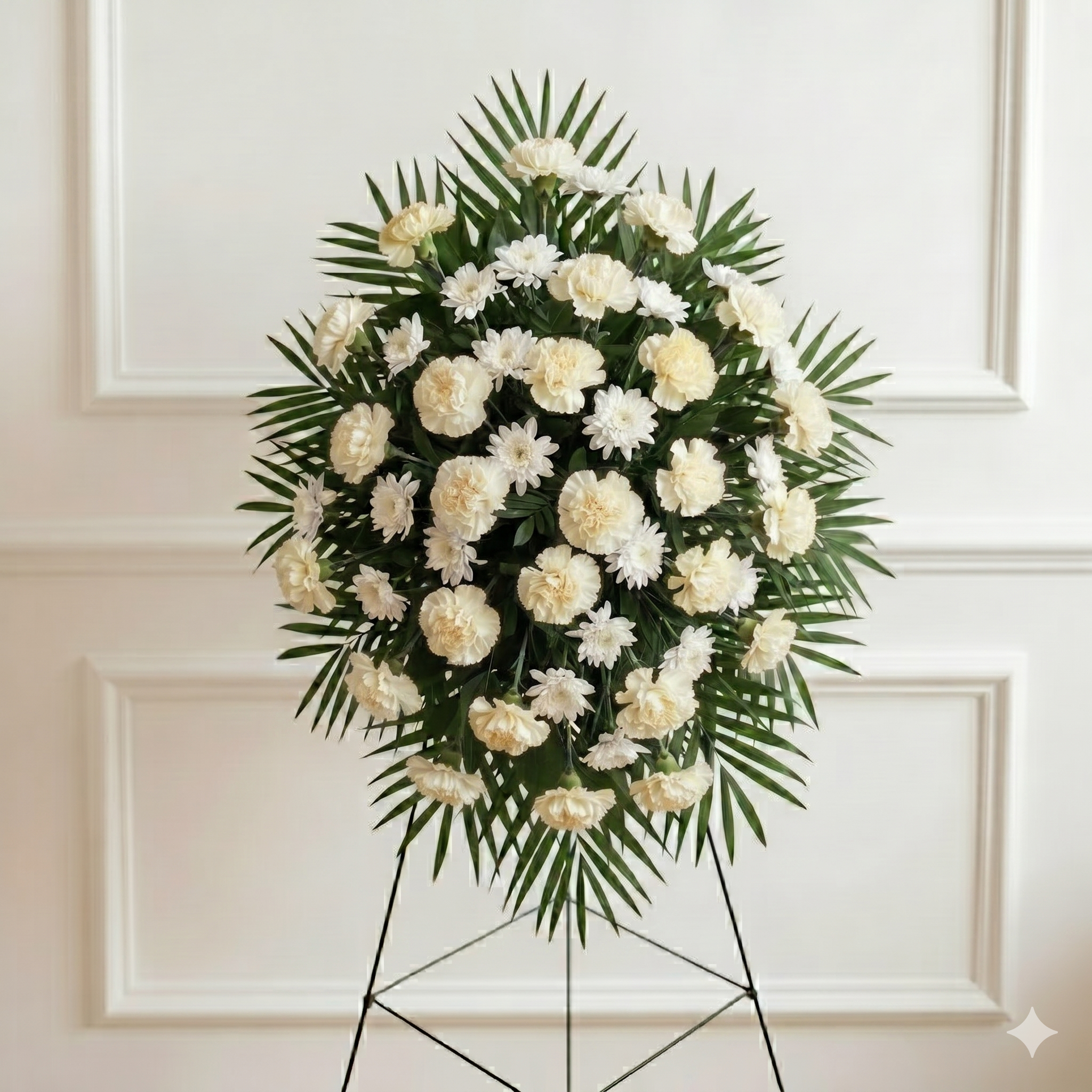 Standing Spray: Carnations & Dasies (White & White)
