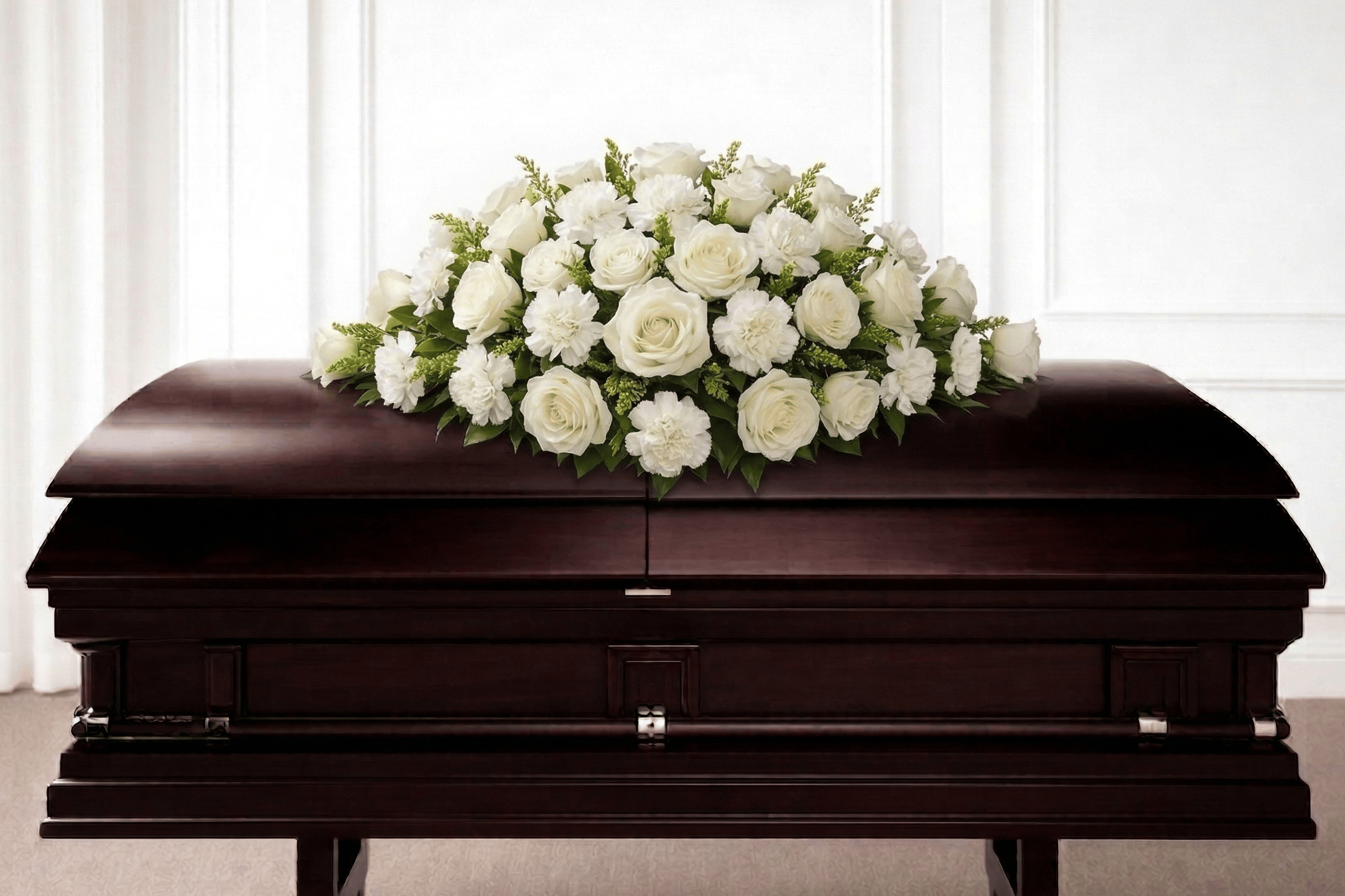 Casket Spray: Roses & Carnations (White)