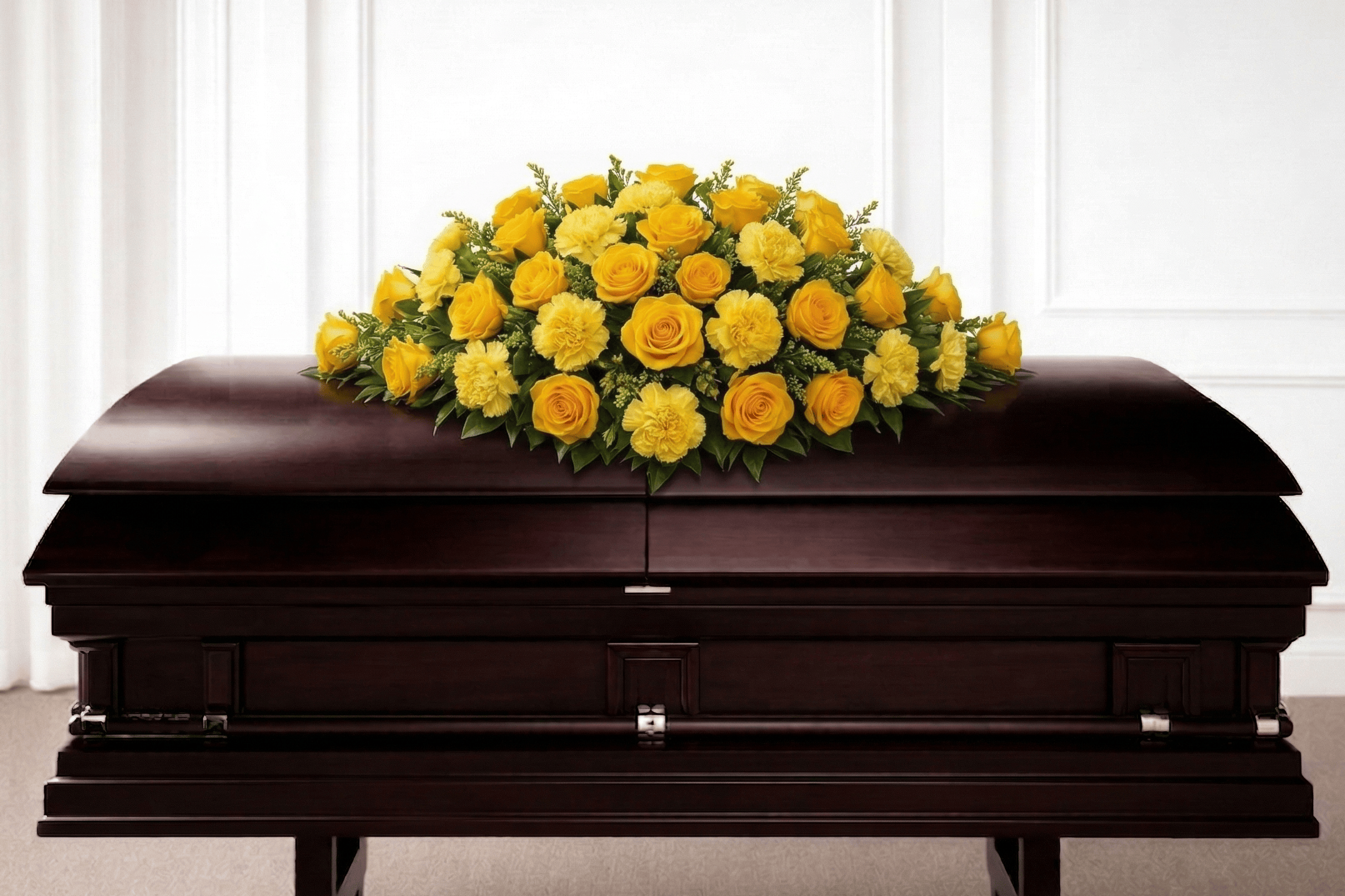 Casket Spray: Roses & Carnations (Yellow)
