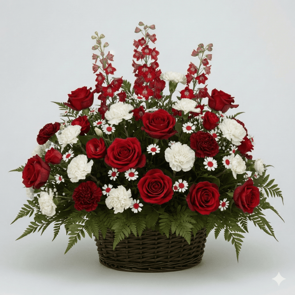 Basket Arrangement (Red & White)