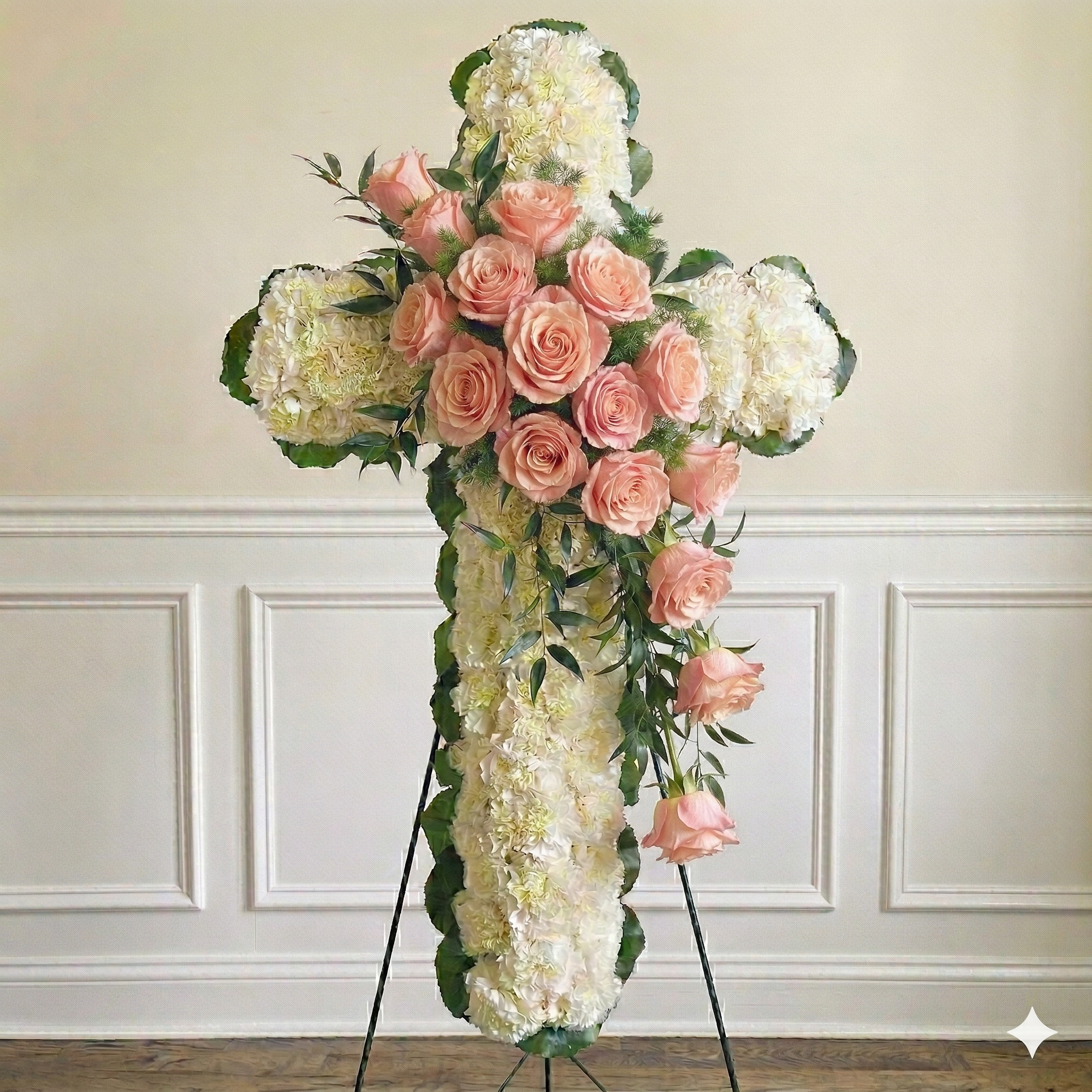 Classic Cross (White Carnations & Pink Roses)
