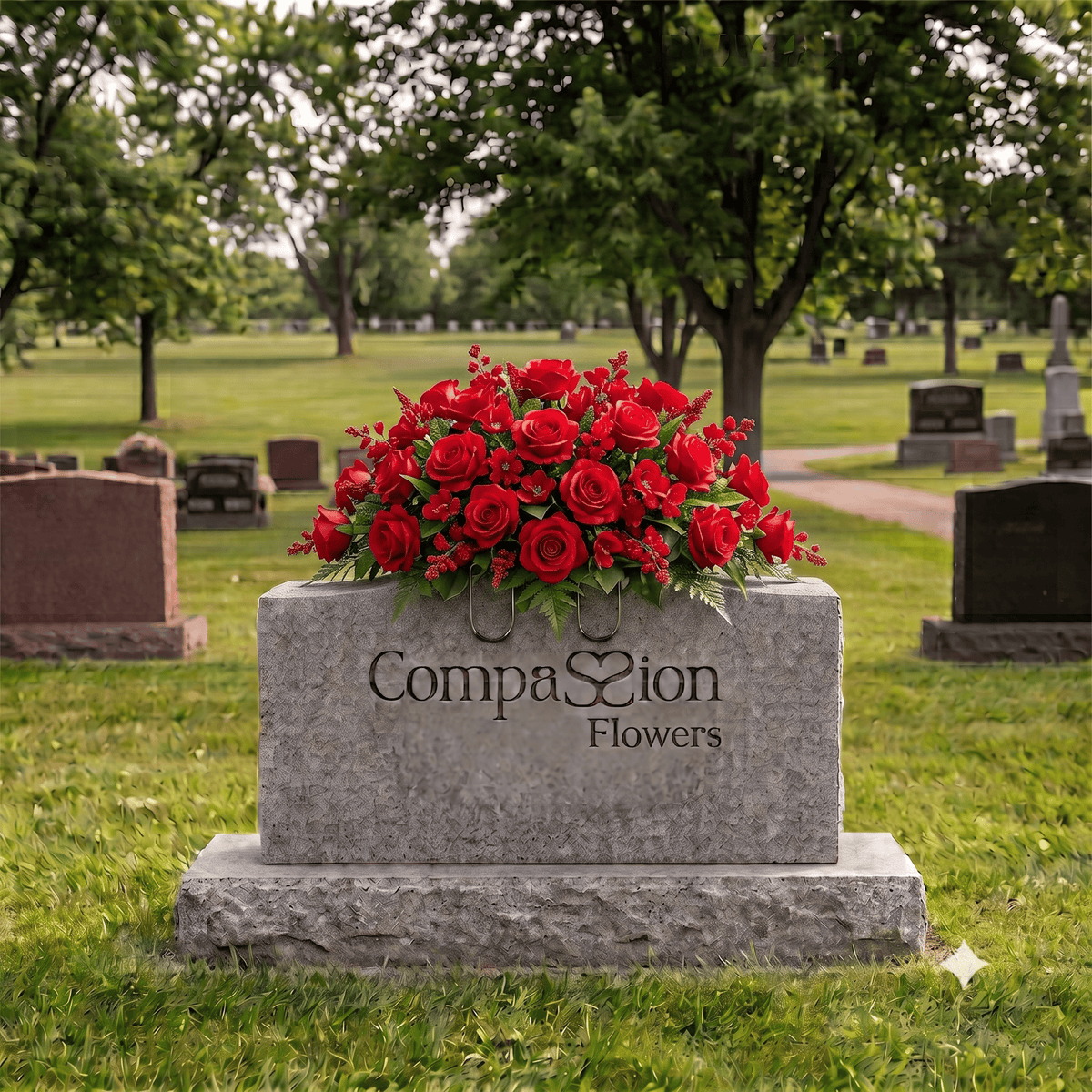Tombstone Saddle: Roses (Red)
