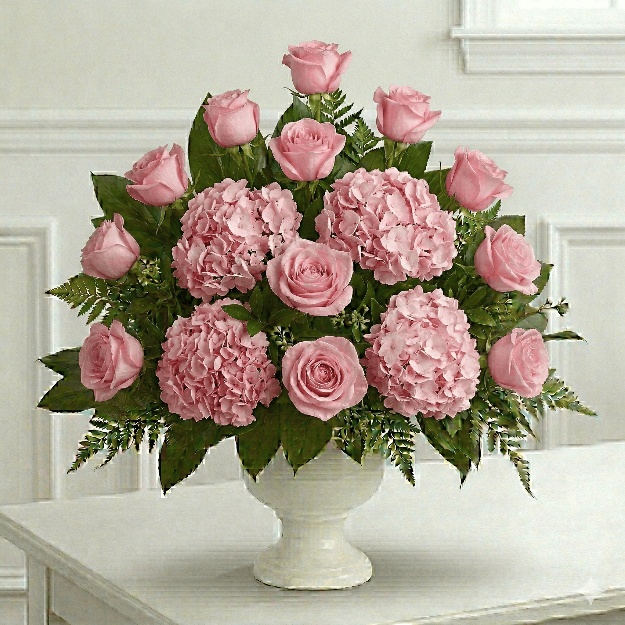 Urn Arrangement (Pink Roses & Hydrangeas)