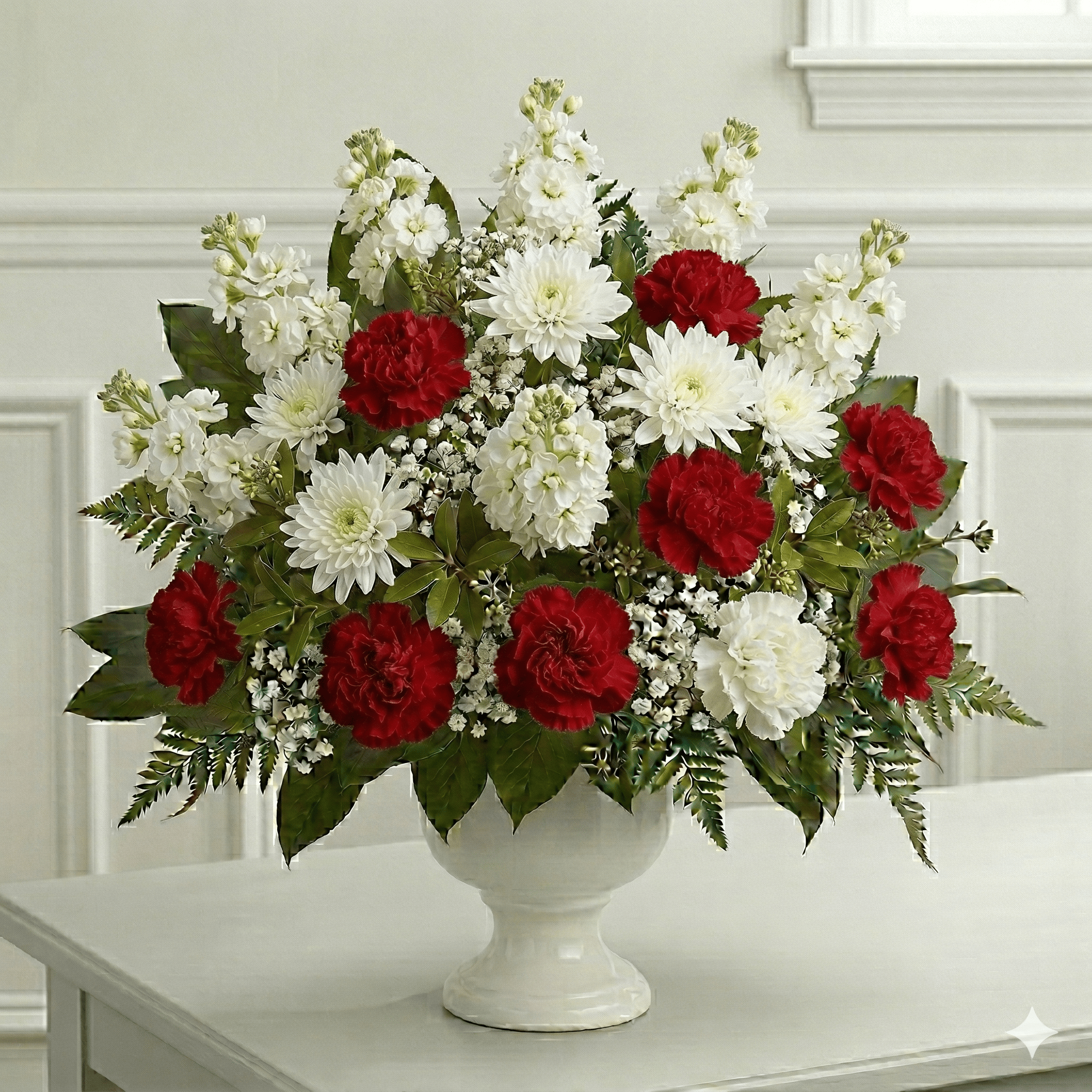 Arrangement (Red Carnations & Mums)