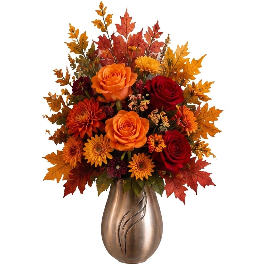 Artificial Mausoleum: Roses & Chrysanthemums (Red & Orange)