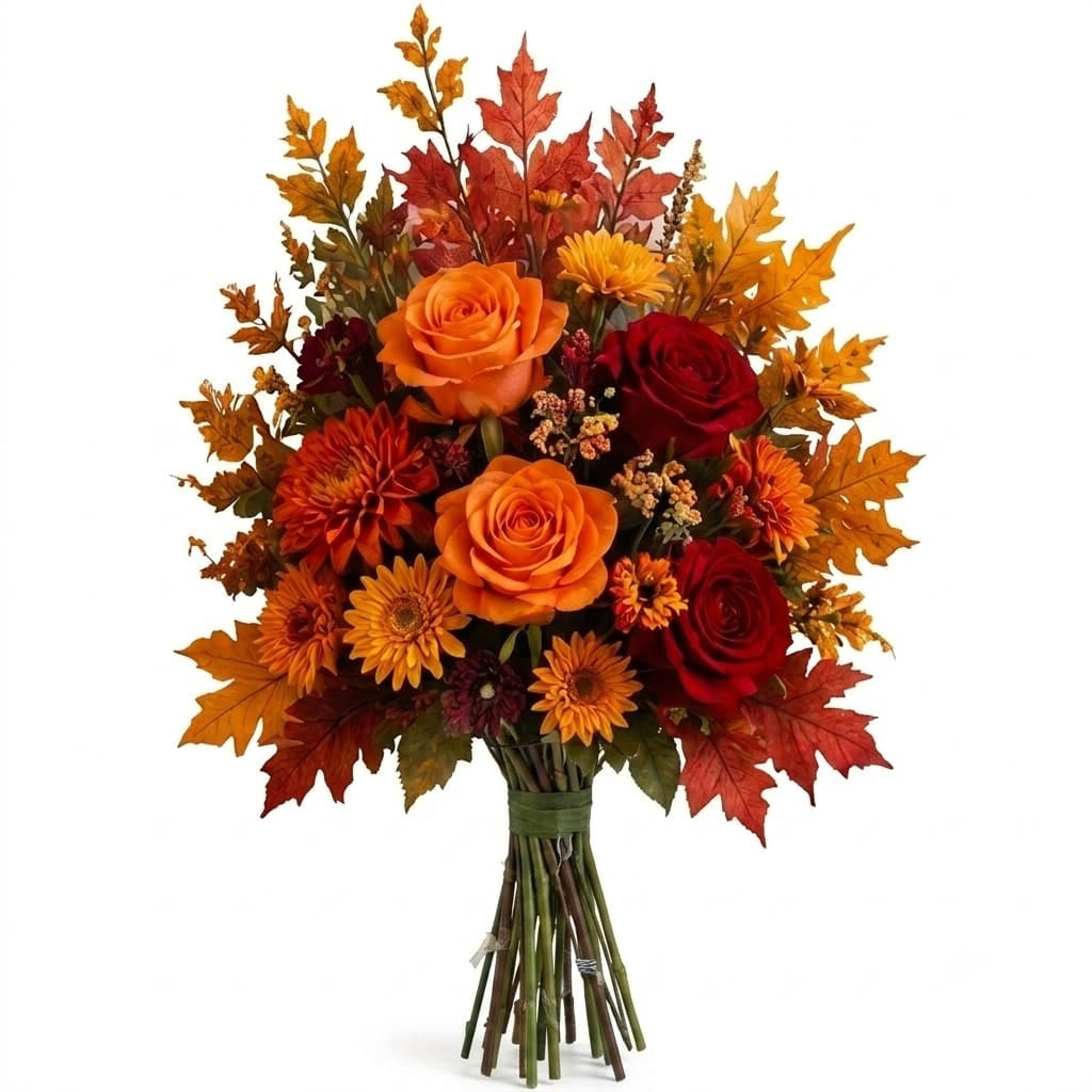 Artificial Mausoleum: Roses & Chrysanthemums (Red & Orange)