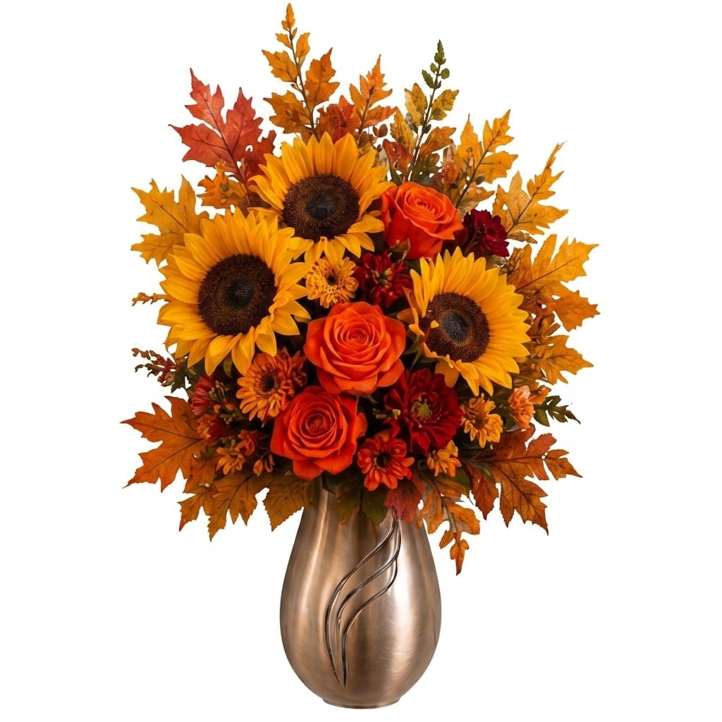 Artificial Mausoleum: Sunflowers, Roses & Chrysanthemums (Orange & Yellow)