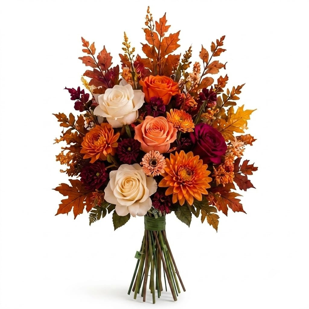 Artificial Mausoleum: Roses, Chrysanthemums & Gerberas (Orange, White & Burgundy)