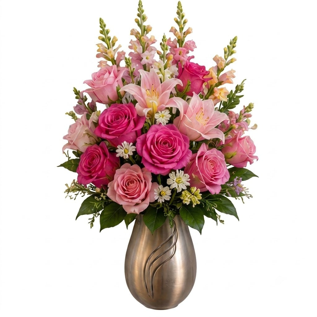 Artificial Mausoleum: Roses, Lilies & Snapdragons (Hot Pink & Pink)