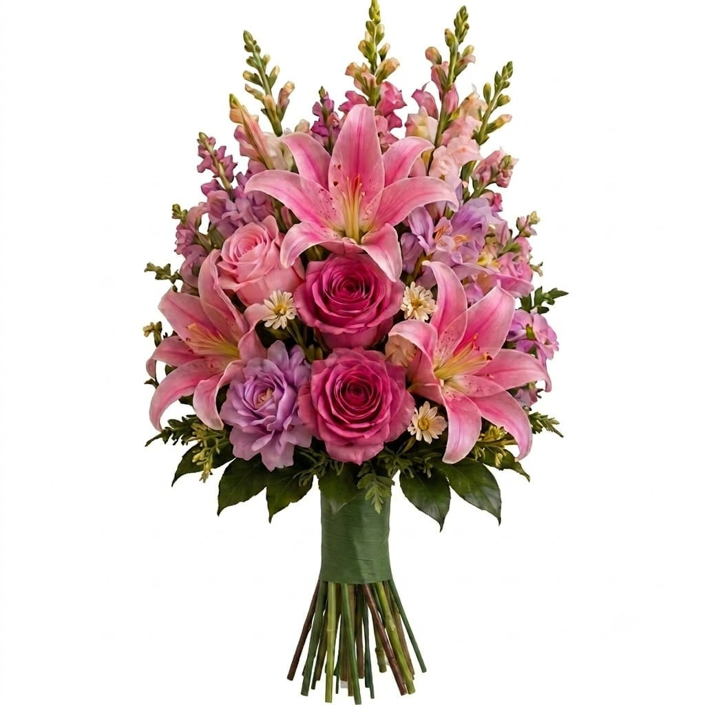 Artificial Mausoleum: Roses, Lilies & Snapdragons (Pink & Lavender)