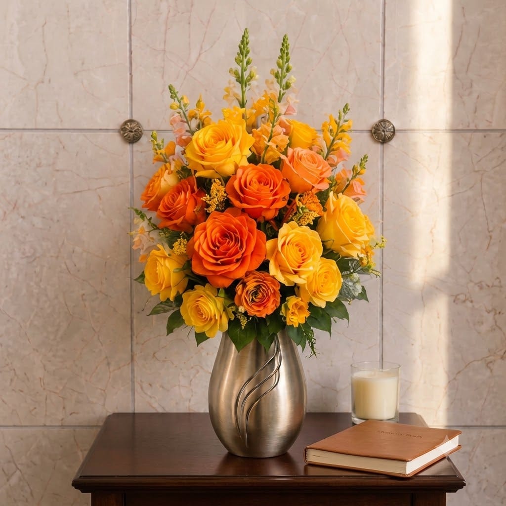 Artificial Mausoleum: Roses & Snapdragons (Orange & Yellow)