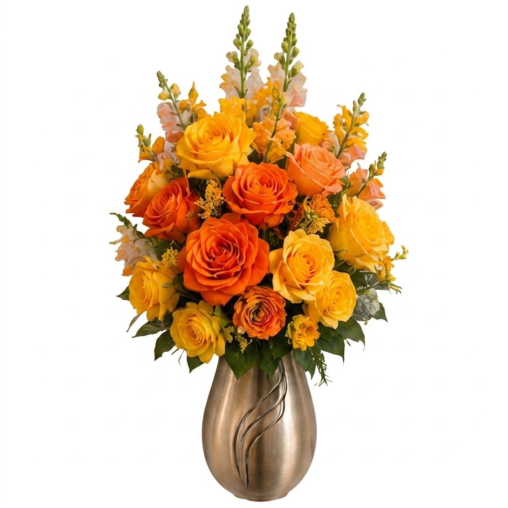 Artificial Mausoleum: Roses & Snapdragons (Orange & Yellow)