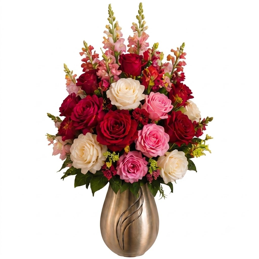 Artificial Mausoleum: Roses & Snapdragons (Red, Pink & White)