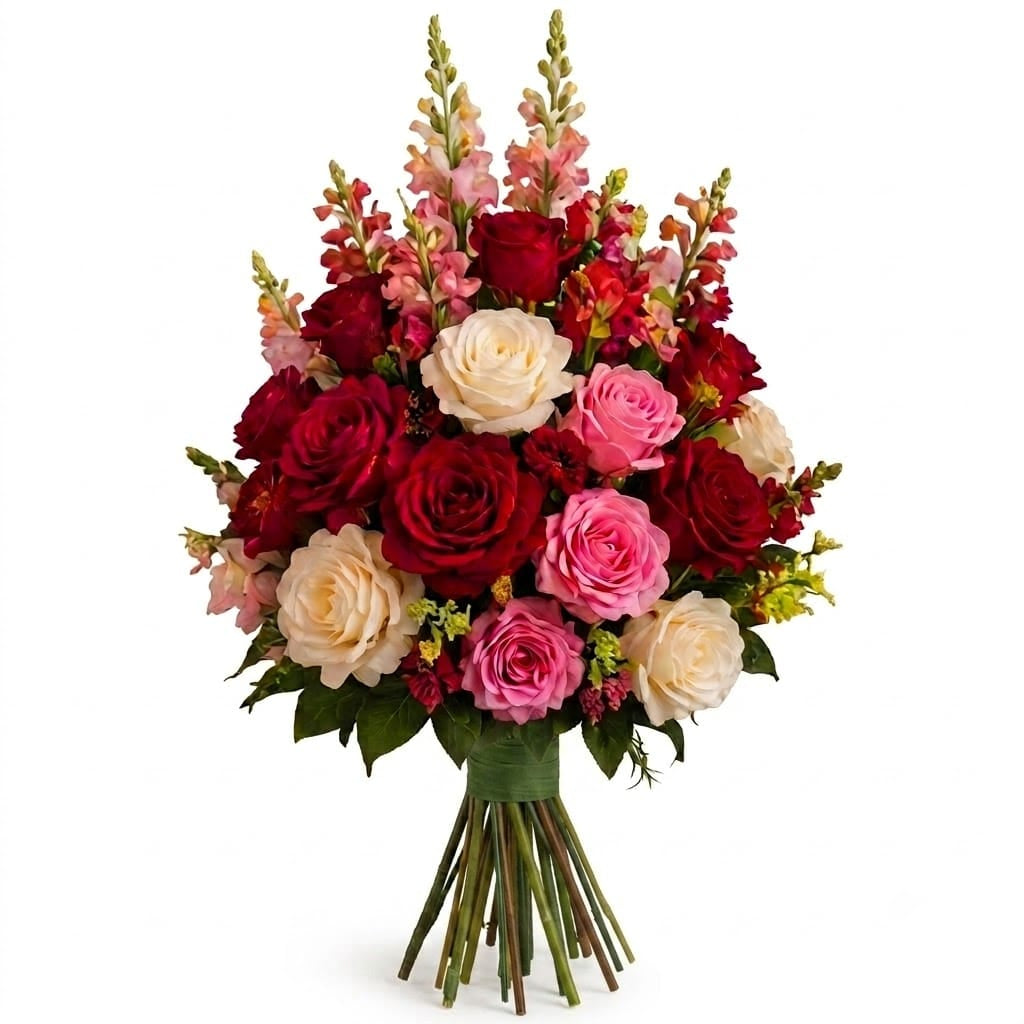 Artificial Mausoleum: Roses & Snapdragons (Red, Pink & White)