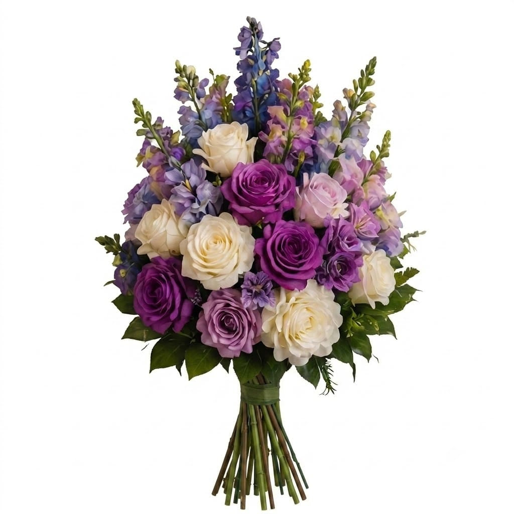 Artificial Mausoleum: Roses, Delphinium & Snapdragons (Purple & White)