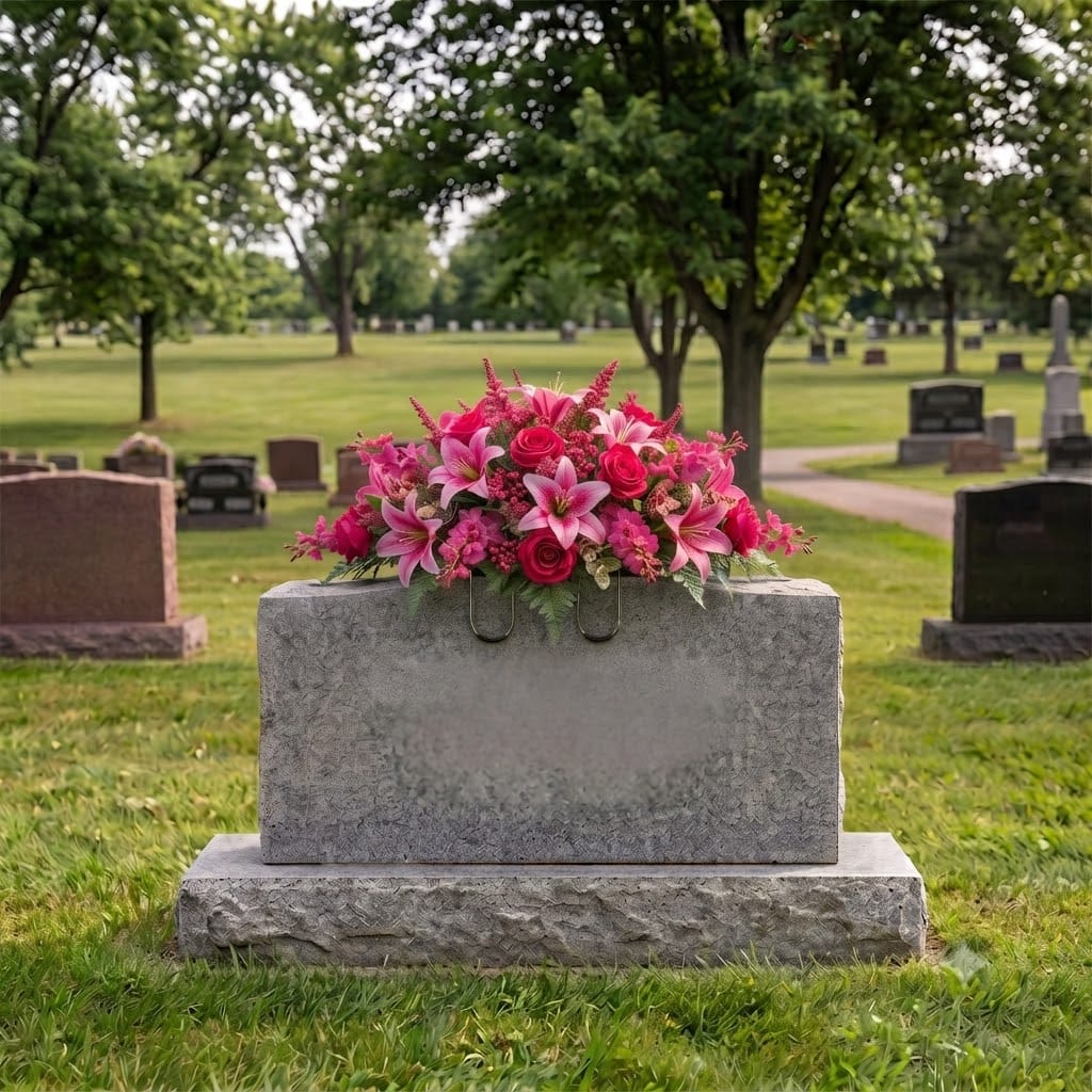 Tombstone Saddle: Lilies & Roses (Hot Pink)