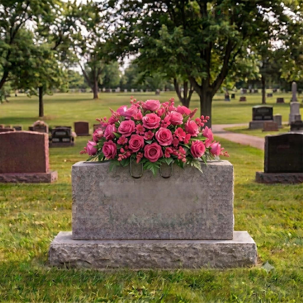 Tombstone Saddle: Roses (Pink)