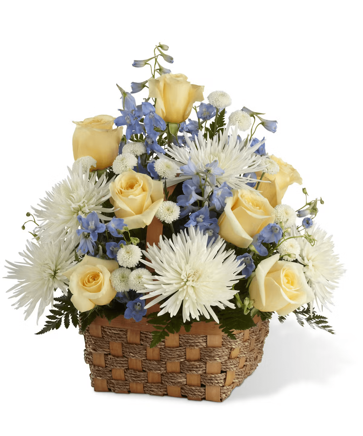 Basket Arrangement (Cream & Light Blue)