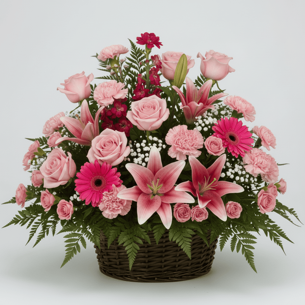 Basket Arrangement Pink