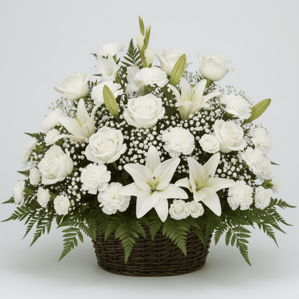 Basket Arrangement White & Cream