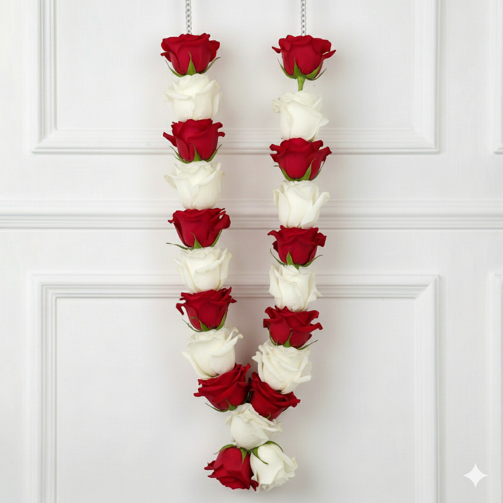 Garland Red & White Roses