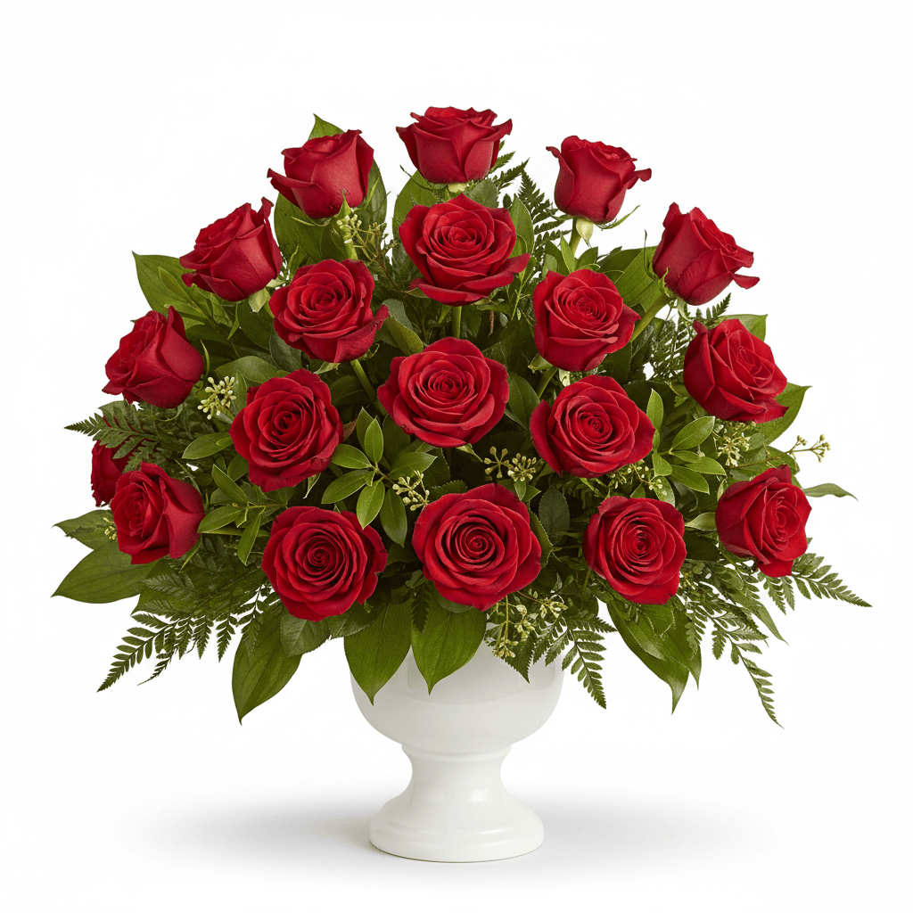 Urn Arrangement (Red) - Funeral Flowers Toronto