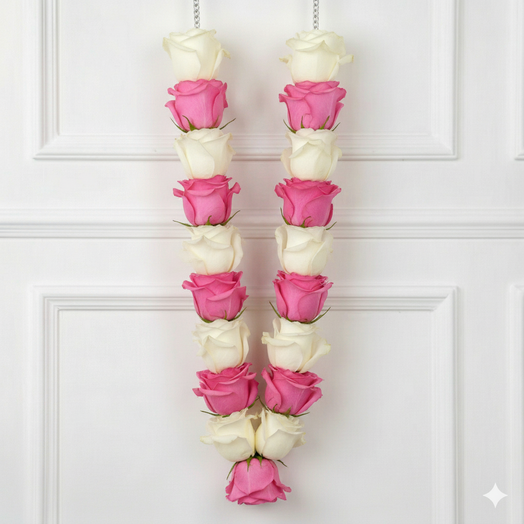 Garland Pink & White Roses