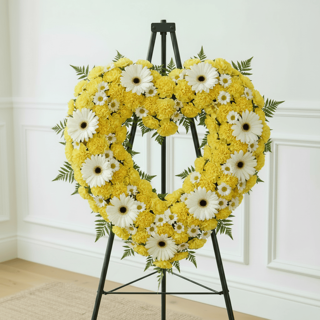 Open Heart: Carnations, Daisies & Gerbers (Yellow & White)