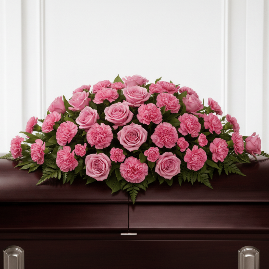 Pink Carnations Casket Spray