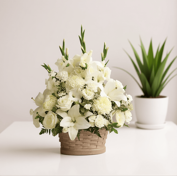 Basket Arrangement (White & Cream)