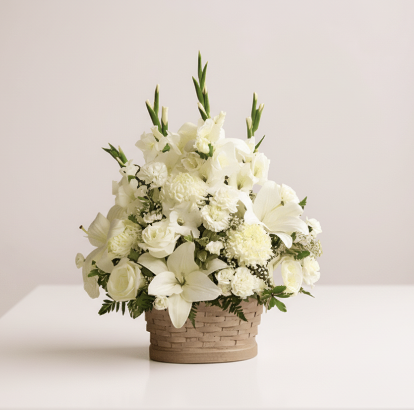 Basket Arrangement (White & Cream)