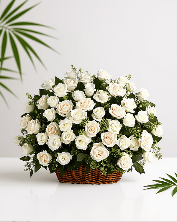 Basket Arrangement (White Roses)