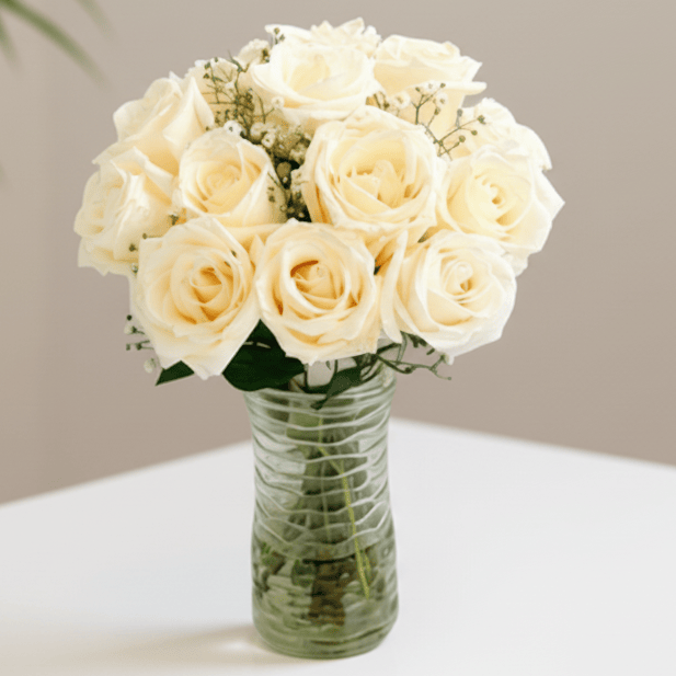 12 WHITE ROSES