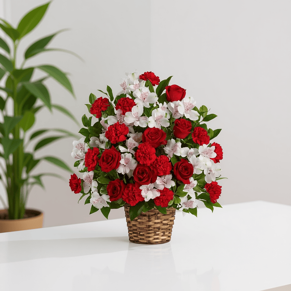 Basket Arrangement (Red, White & Green)