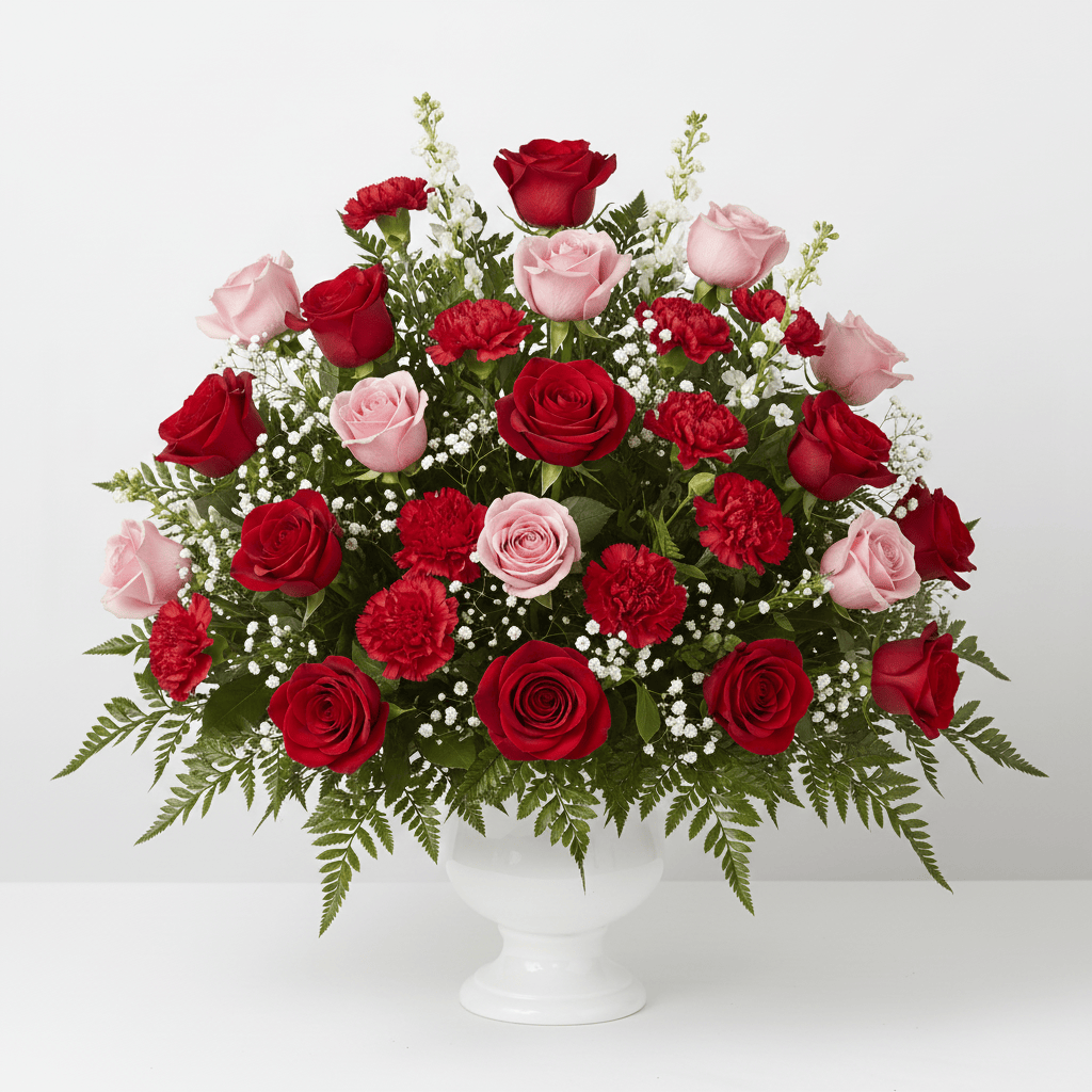 Urn Arrangement (Red & Pink)